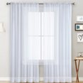 thumbnail image 1 of MAWCLOS Rideau de Fenêtre 2 Panneaux Rideaux Transparent Long Voile Transparent Poche pour Tringle Uni Blanc Traitements Basique Plusieurs Tailles Blanc 2 Pcs-L : 20 Pouces x H : 98 Pouces, 1 of 5