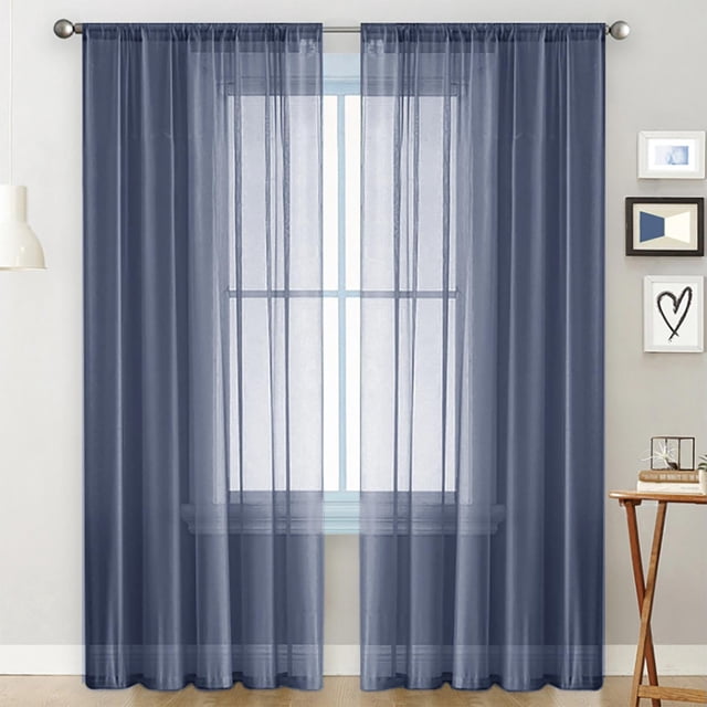 ZENGHUIJ Solid-Color Double-String Polyester Curtain Sheers Semi-Sheer Curtains Rod-Pocket Style Semi-Sheer Curtains