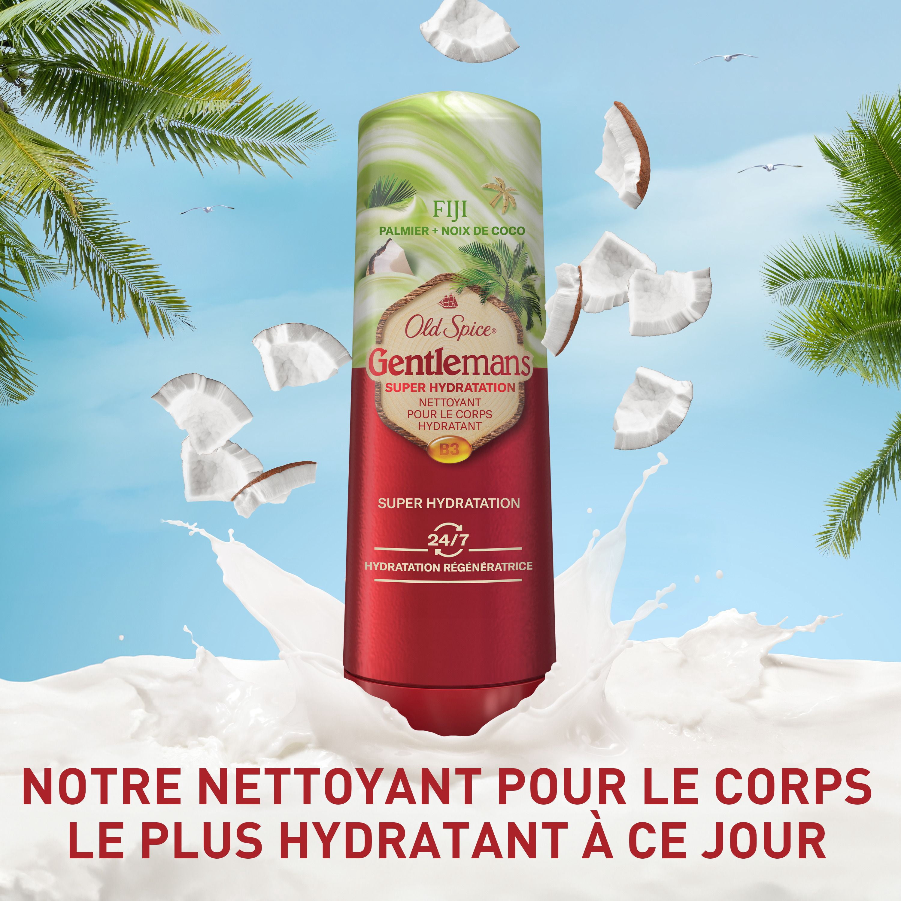 Nettoyant pour le corps pour hommes Old Spice Super Hydratation, Fiji avec palmier et noix de coco, hydratation régénératrice 24 heures sur 24, 7 jours sur 7