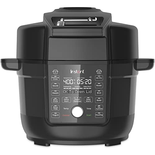 Instant Pot Duo Croustillant Couvercle Ultime, Friteuse à Air Chaud et Autocuiseur 13-en-1 Combinés, Sauté, Cuisson Lente, Cuisson au Four, Vapeur, Chaud, Rôtir, Déshydrater, sous Vide, & P
