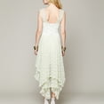 thumbnail image 3 of LSLJS Women Hippie Style Asymmetrical Lace Sexy Long Double Layered Ruffled Trimming Low V-Back Dresses, Sundress Summer Beach Dresses, 3 of 6