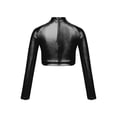 thumbnail image 2 of RUNQHUI Haut Court à Col Roulé Métallique pour Filles, Sequins Brillants, Manches Longues, pour Danse, Raves, Festivals, Sports, Noir 6, 2 of 5