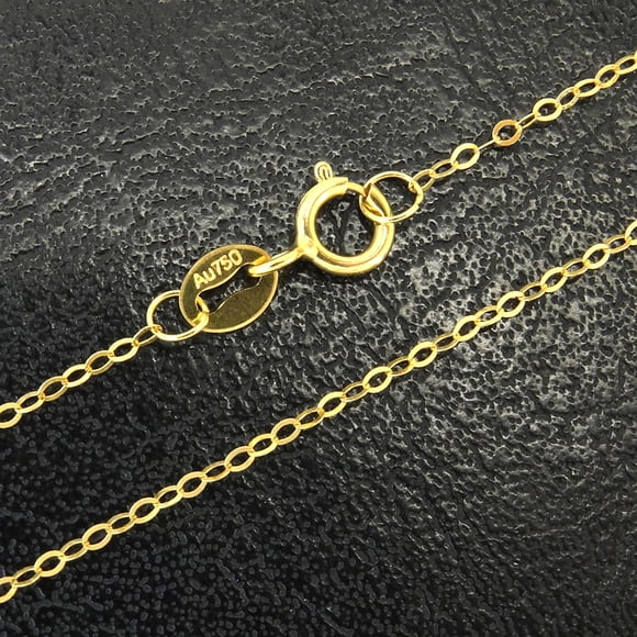 100% Genuine 18K Yellow Gold Necklace for Women Wedding Jewelry Cute Rolo Chain 16"/40cm