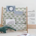 thumbnail image 3 of 3 Sprouts Recycled Fabric Kids Book Rack Storage Bookshelf Organizer in Green Checkerboard for Ages 3+, 3 of 6