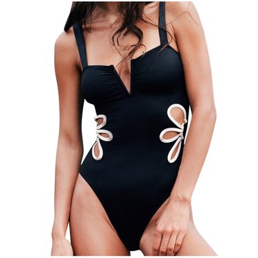 LSLJS Women's Solid Color Sexy Hollow Neck Hanging Backless One Women's Bikini Swimsuit, One-piece Swimsuit