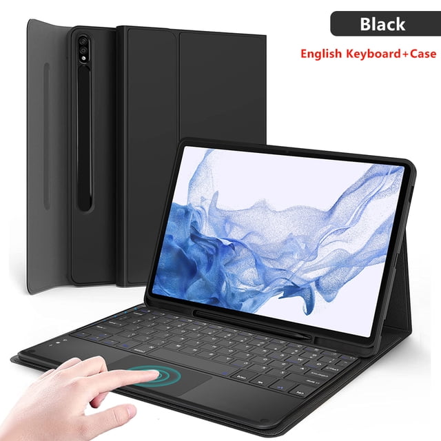 Keyboard Case for Samsung Galaxy Tab S9 Ultra FE Plus Case Bluetooth Wireless Tablet Keyboard for Tab S7 FE S8 S6 Lite A8 Cover English Black S8 Plus 12.4 inch