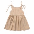 thumbnail image 1 of Mefallenssiah Robe à Bretelles en Coton et Lin pour Bébé Fille Été Couleur Unie, 1 of 8