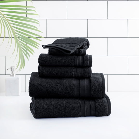 hometrends Solid Bath Towel 6-Piece Set, Black