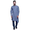 thumbnail image 1 of Atasi Designer Kurta Pajama For Men Printed Angrakha Kurta Set Summer Clothing, 1 of 3