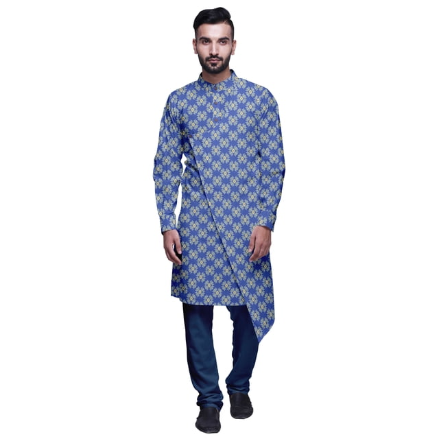 Atasi Designer Kurta Pajama For Men Printed Angrakha Kurta Set Summer Clothing