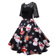 thumbnail image 2 of Jsaierl Robes de Noël pour Femmes 2024 Élégantes Décontractées à Manches Courtes Robe en Dentelle Robe de Fête des Fêtes Cocktail Robe à Volants, 2 of 5