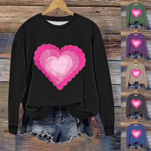 Yuyuzo Sweatshirts for Women Plus Size Valentines Day Tops Fleece Lined Long Sleeve Loose Casual Fashion Pullover Shirts