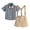 Khaki, variant on Boy Suit Collared Dress Shirt + Suspender Pants + Bowtie 3 Pieces Formal Gentleman Suits Baby Baptism Dress for Baby Boys 6-12 Months