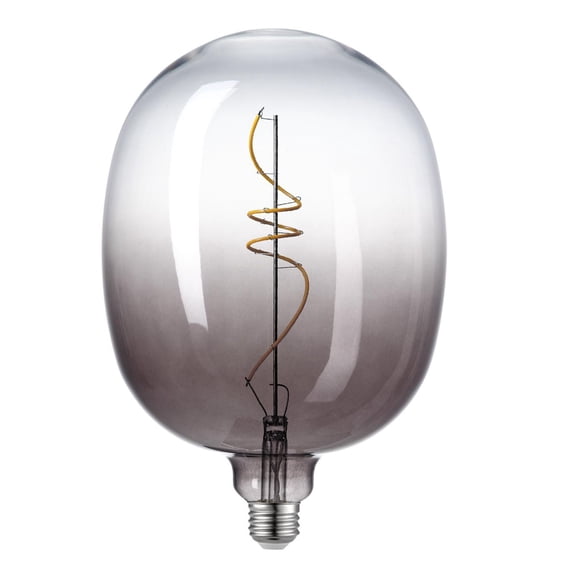 Globe Electric Luxe Luxury Oversized Smoked Glass LED Filament Light Bulb, 5 Watts (25 Watt Equivalent), Gradient Smoked Glass Design, Oval Shape, E26 Base, 1800 Kelvin, 180 Lumens, 15 000 Hour Lifesp