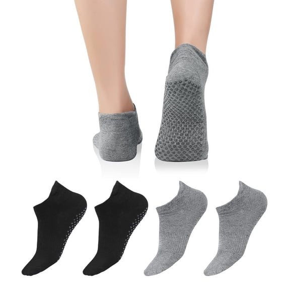 4 Paires de Chaussettes de Pilates Antidérapantes pour Femmes Chaussettes de Yoga avec Semelles Antidérapantes Chaussettes d'Hôpital Chaussettes Adhérentes Chaussettes de Danse
