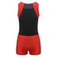 thumbnail image 1 of MSemis Justaucorps de Gymnastique Sans Manches pour Garçons, Combinaison de Danse Ballet avec Short Athlétique, Ensemble de Compétition et d'Entraînement, Rouge 10, 1 of 7