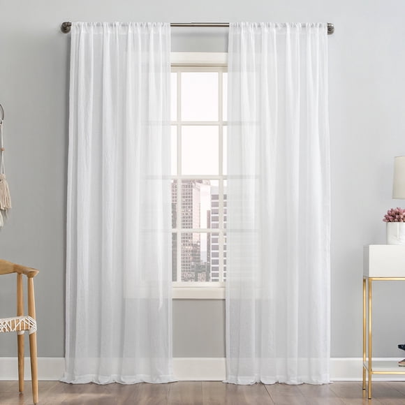 XIPYYKM White Sheer Curtains Linen Look Semi Transparent Voile White Curtains for Living Dining Room Drapes 52 X 63 Inch Long Set of 2 Panels White Sheer Curtains Linen Look Clearance Curtain