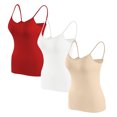 thumbnail image 1 of Timegard Camisoles pour Femmes 3 Pcs avec Soutien-Gorge Intégré Col Rond Bretelles Spaghetti Ajustées Douces Maillots de Corps Décontractés Hauts de Pyjama, 1 of 6