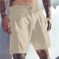 thumbnail image 2 of Men's Linen Shorts Classic Slim - Elastic Waist Summer Beach Pants, 7 Inch Inseam, 70% Rayon 30% Linen, 2 of 6