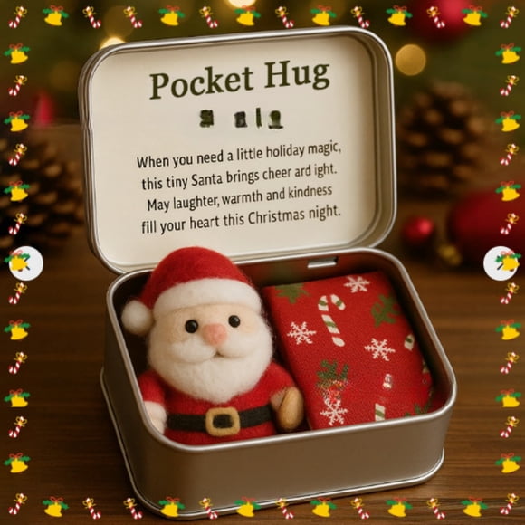 Cagogo under $5 Christmas Pocket Hug, Christmas Pocket Hug Gift with Plush, Vintage Tin Box Collection for Gifts, Emotional Gift Set for Holidays, Holiday Present Idea for Christmas