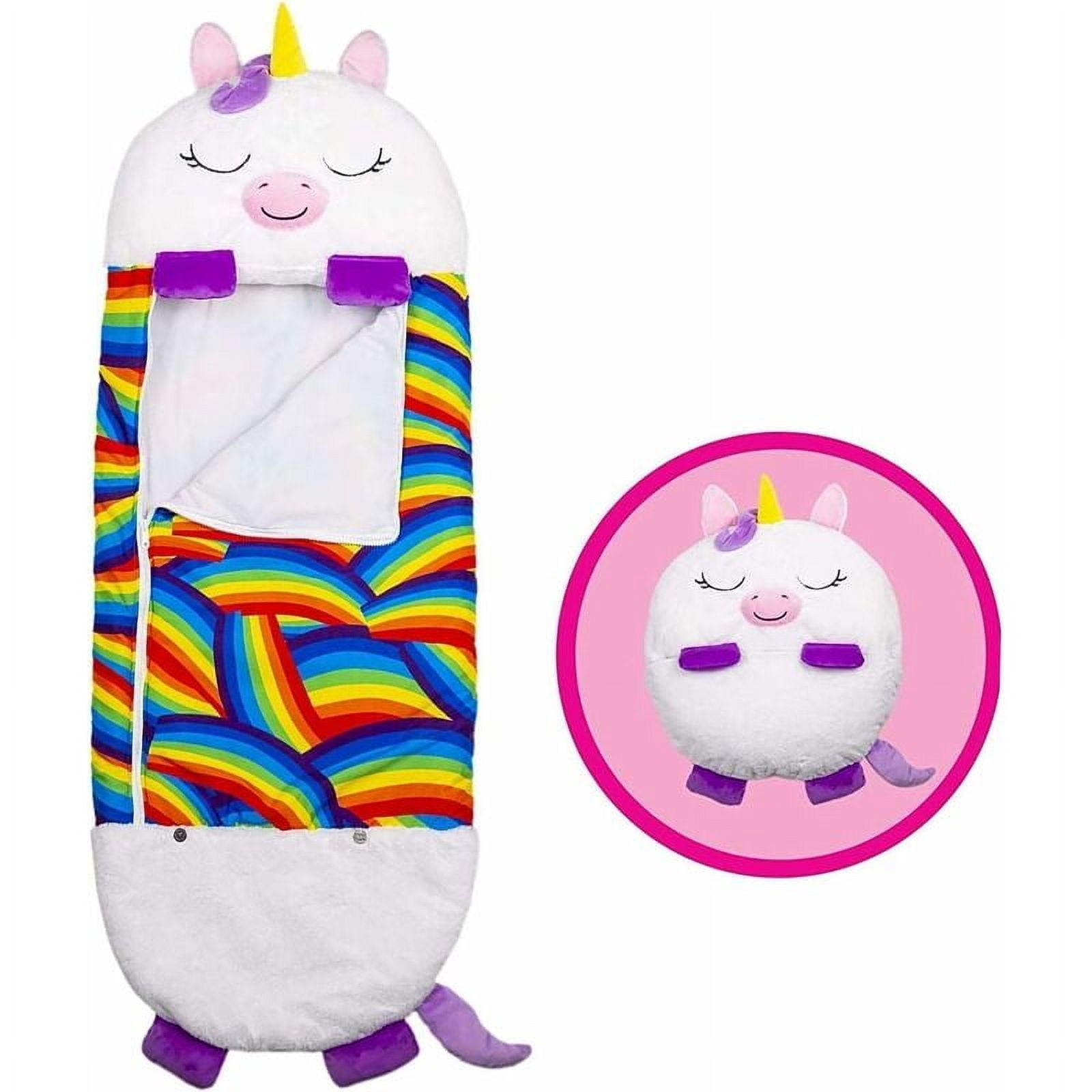 Folding sleeping bag pillow, 2 in 1, anti-kick sleeping bag for children, white unicorn style