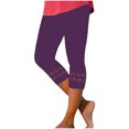 thumbnail image 2 of FNFYFH Clearance Womens 2 Pack Yoga Capri Pants Solid Color Leggings Set,Purple, 2 of 5