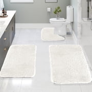 Bathroom Rugs Mat, EDHITNR Extra Soft Absorbent 3-Piece Bath Rugs Set, Non-Slip Quick Dry Machine Washable Bath Mats for Bathroom Floor Tub Shower