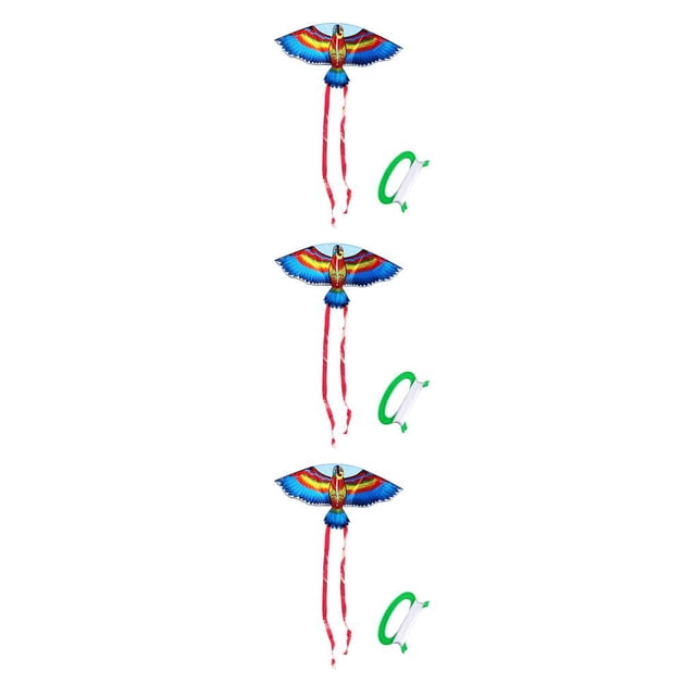fastboy Unisex Children Cartoon Animal Kite Polyester Flying Kites with Handle Interactive Game Toys Presents Entertainment Blue 3Set