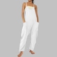 thumbnail image 4 of Horkkom Jumpsuits for Women Summer Sleeveless Spaghetti Strap Rompers Casual Loose Jumpsuits with Pockets, 4 of 7