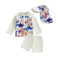 thumbnail image 4 of Akiihool Swim Shirts for Toddler Boys Boys Rash Guard Swimsuits Set for Boys 2 Piece Long Sleeve Swim Shirts Quick Dry Bathing Suits with Trunks (White,3-4 Years), 4 of 4