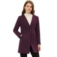 thumbnail image 1 of INSPIRE CHIC Manteau d'Hiver Mi-Long pour Femme à Demi-Col à Revers, Manches Longues, un Bouton, m Rouge Violacé, 1 of 1