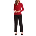 thumbnail image 2 of INSPIRE CHIC Chemise Élégante à Manches Longues Col en V pour Femme TG Rouge, 2 of 5