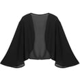 thumbnail image 3 of TTAO Boléro Châle en Mousseline Douce Transparente à Manches 3/4 pour Femmes, Veste Cardigan Ouverte à l'Avant pour Robe de Soirée de Mariage, Noir TG, 3 of 4