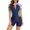 Pink, variant on RKSTN One Piece Swimsuit Women Fashion Splice Color Print Boxer Pants Short Sleeve Surfing High Waist Bathing Suits with Zipper