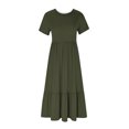 thumbnail image 5 of Fshaion Robe d'Été pour Femmes 2024 Grande Taille Décontractée à Manches Courtes Col Ras du Cou Robe Décontractée Fluide à Volants Maxi Robe de Plage avec Poches Liquidation à Moins de 10!, 5 of 5