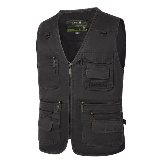 Mens Outdoor Vest Leisure Jacket Lightweight Vest With Zip Many Pockets
