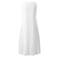 thumbnail image 5 of Ohufall Robe Femme en Coton et Lin à Col en V Sans Manches Décontractée Robe Débardeur Unie Confortable avec Poches Robe Midi d'Été Chic, 5 of 5