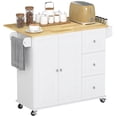 thumbnail image 1 of HOMCOM Kitchen Island on Wheels Kitchen Cart with Drop Leaf Drawers, White, 1 of 10