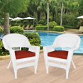 thumbnail image 2 of Jeco Chaise en Osier Blanche avec Coussin Rouge et Cadre en Acier - Ensemble de 2, 2 of 10