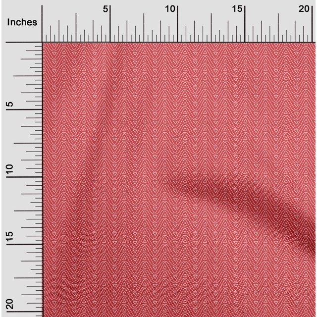oneOone Silk Tabby Fabric Waves & Triangle Geometric Print Fabric BTY 42 Inch Wide