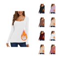 thumbnail image 1 of Womens Long Sleeve Tops 2026 Fall Winter Basic Square Neck Fitted Breathable Undershirt T Shirt, 1 of 7