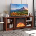 thumbnail image 2 of Costway 70" TV Stand with 26" Electric Fireplace Insert Remote Control for 75" TV Walnut, 2 of 7