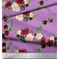 thumbnail image 3 of Soimoi Purple polyester Crepe Fabric Ranunculus & Penoy Floral Print Print Fabric by the Yard 52 Inch Wide, 3 of 3