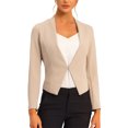 thumbnail image 1 of INSPIRE CHIC Blazer de Travail de Bureau pour Femme Sans Col Veste de Complet d'Affaires Décontractée Blazer Court P Camel, 1 of 6
