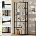 thumbnail image 4 of 6-Tier Bookshelf, 71" Tall Open Bookcase with Metal Frame, Freestanding Display Shelf for Bedroom, Living Room & Office, 4 of 7