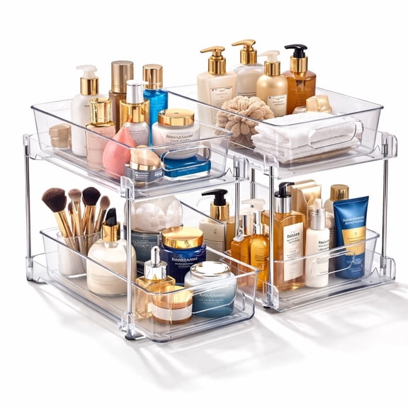 Sorbus 2-Pack 2-Tier Pull-Out Vanity Organizer, Clear Makeup & Skincare Drawers