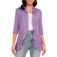 thumbnail image 4 of Hauts à Manches 3/4 pour Femmes Mode Décontractée Confortable Cardigan Couleur Unie Blouse Cardigan à Manches 3/4 pour Femmes Blouses et Hauts Mode Hauts pour Femmes Manches 3/4, 4 of 6