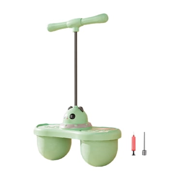 Lipstore Balle Pogo avec Poignée Balle Rebondissante Pogo Enfants Amusante Longueur de Corde Réglable Bâton Pogo pour Entraînement Corporel Jouets d'Assistant Sports Vert
