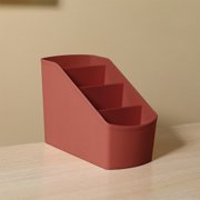 Meitianfacai 4-Section Desk Organizer with Multiple Compartments for Office Supplies and Home Essentials Space Saving Storage Box for Pens Brushes and Small Accessories (Red)