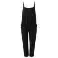thumbnail image 3 of B91xZ Combinaisons Décontractées pour Femmes, Col Rond, Dos Ouvert, Pantalons Longs d'Été, Combinaisons Amples avec Poches, Noir TG, 3 of 4